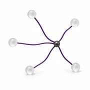 Five glass nodes connect through violet wires to a graphite junction.